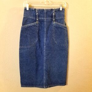 Chic Sunset Blues Womens/Juniors Vintage Blue Denim Modest Jean Skirt Size 7